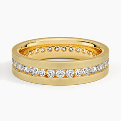 Matte Channel Set Lab Grown Diamond Wedding Ring in 18K Gold