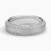 Beveled Edge Matte Lab Grown Diamond Wedding Ring in 18K Gold