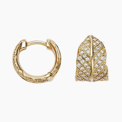 Rayonu Jane Goodall Pavé Leaf Lab Diamond Huggie Earrings
