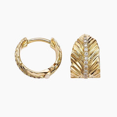 Rayonu Jane Goodall Leaf Lab Diamond Huggie Earrings