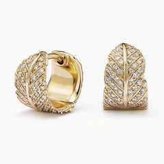 Rayonu Jane Goodall Pavé Leaf Lab Diamond Huggie Earrings