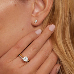 Rayonu Pear Shaped Lab Diamond Bezel Stud Earrings