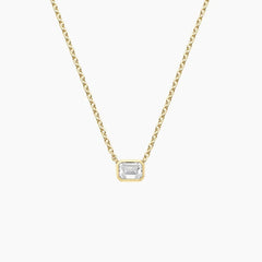 Rayonu Emerald Cut Lab Diamond Bezel Solitaire Pendant