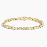 Rayonu Emerald-Cut Lab Diamond Bezel Tennis Bracelet