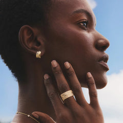 Rayonu Jane Goodall Leaf Lab Diamond Huggie Earrings