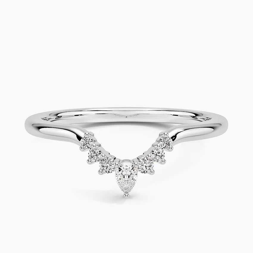 Rayonu Lunette Lab Diamond Ring front view with crescent-shaped diamonds
