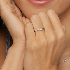Side view of Rayonu Astra Contour Ring showing curved metal band design