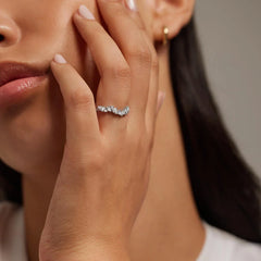 Side view of Rayonu Olivetta Ring showing arched contour design