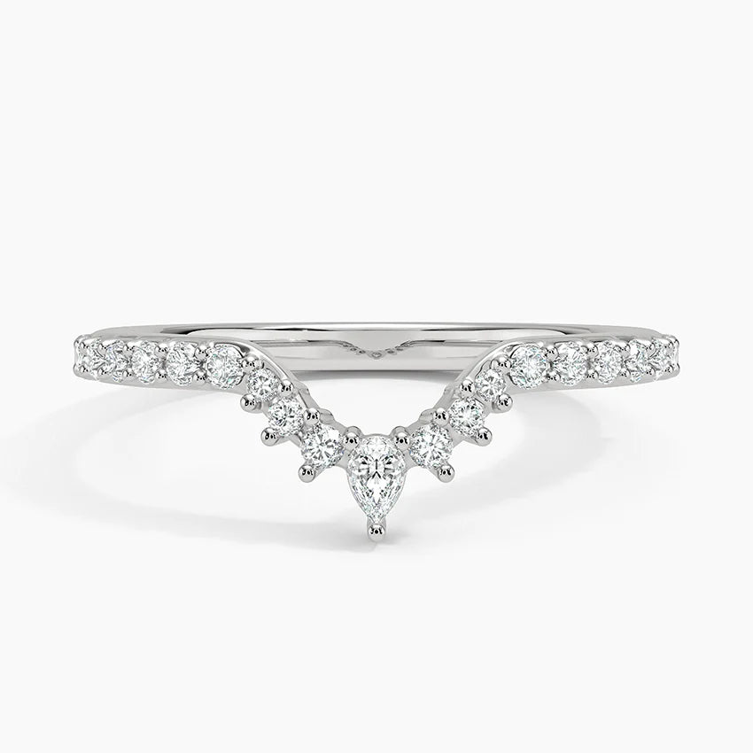 Rayonu Luxe Lunette Lab Diamond Ring front view with pear-shaped diamond and graduated round diamonds