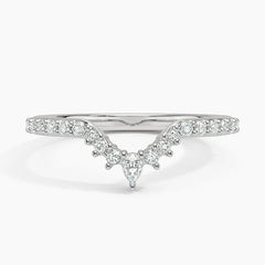 Rayonu Luxe Lunette Lab Diamond Ring front view with pear-shaped diamond and graduated round diamonds