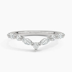 Rayonu Curved Versailles Lab Diamond Ring front view with round and marquise diamonds