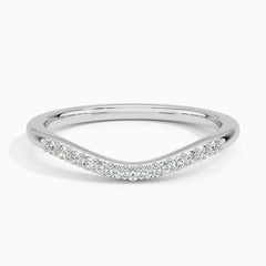 Rayonu Petite Curved Lab Diamond Ring front view with sparkling diamonds on curved band