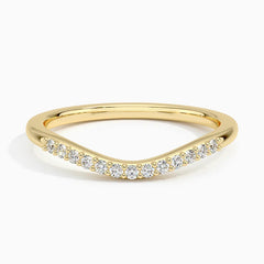 Rayonu Petite Curved Ring top view emphasizing curved wedding band detail