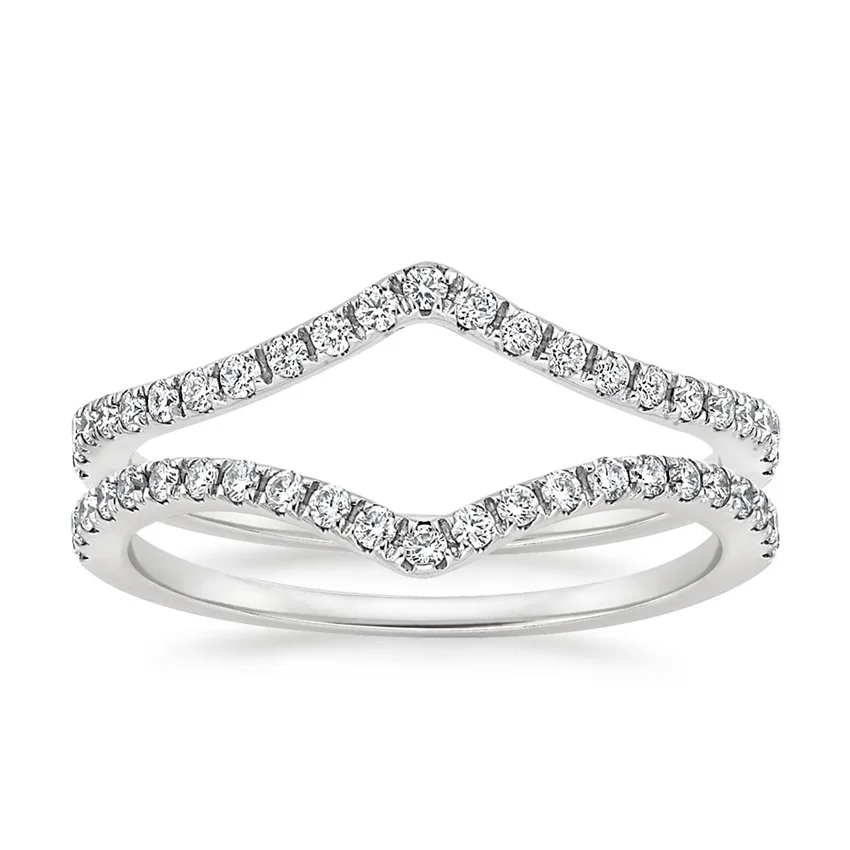 Rayonu Flair Nested Lab Diamond Ring Stack front view with scalloped pavé diamonds
