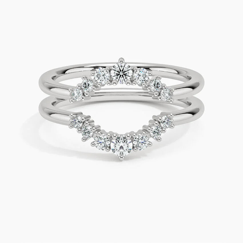 Rayonu Aria Nested Contoured Lab Diamond Ring Stack front view with graduated round diamonds