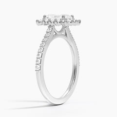 Luxe Sunburst Halo Lab Grown Radiant Diamond Engagement Ring