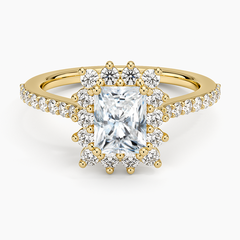 Luxe Sunburst Halo Lab Grown Radiant Diamond Engagement Ring