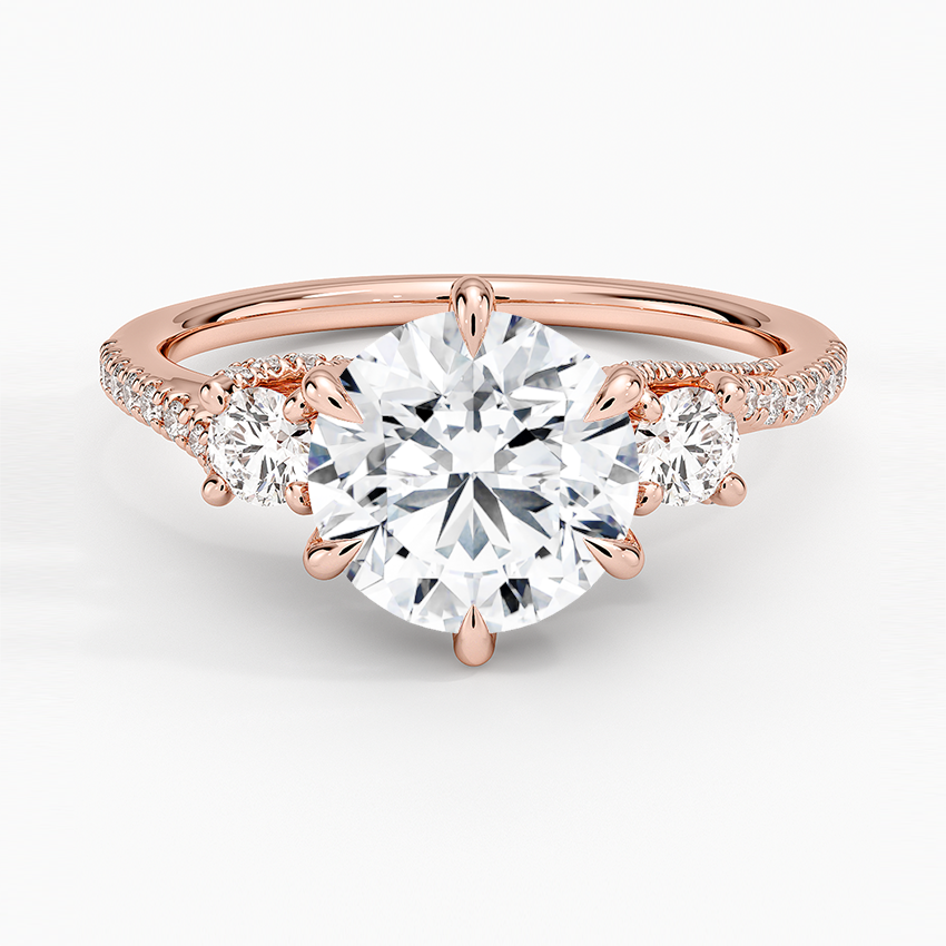 Luxe Delilah Three Stone Lab Grown Round Diamond Engagement Ring