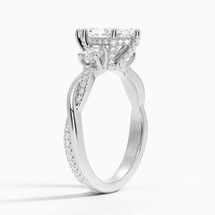 Adorned Petite Twisted Vine Three Stone Lab Grown Marquise Diamond Engagement Ring