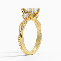 Adorned Petite Twisted Vine Three Stone Lab Grown Marquise Diamond Engagement Ring