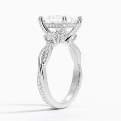 Adorned Petite Twisted Vine Three Stone Lab Grown Princess Diamond Engagement Ring