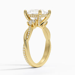 Adorned Petite Twisted Vine Three Stone Lab Grown Princess Diamond Engagement Ring