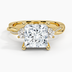 Adorned Petite Twisted Vine Three Stone Lab Grown Princess Diamond Engagement Ring
