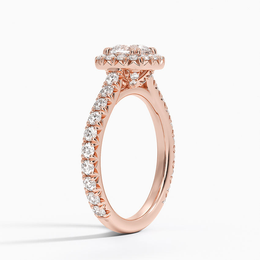Sienna Halo Three-Quarter Coverage Lab Grown Cushion Diamond Engagement Ring