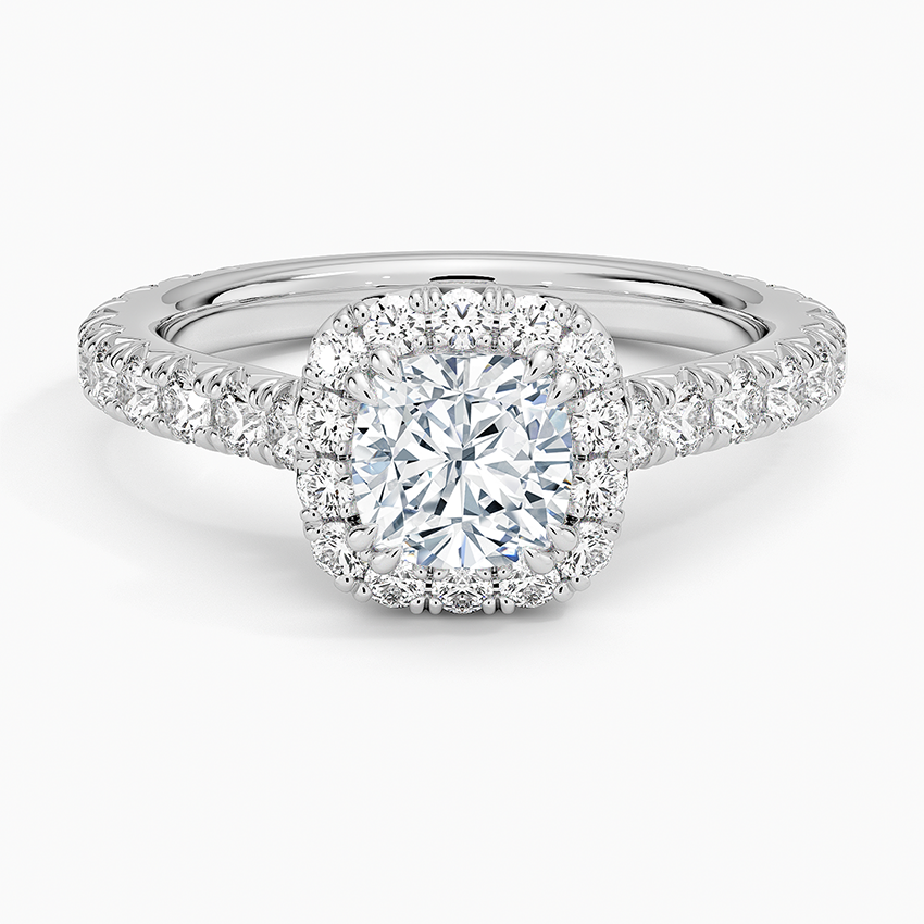 Sienna Halo Three-Quarter Coverage Lab Grown Cushion Diamond Engagement Ring