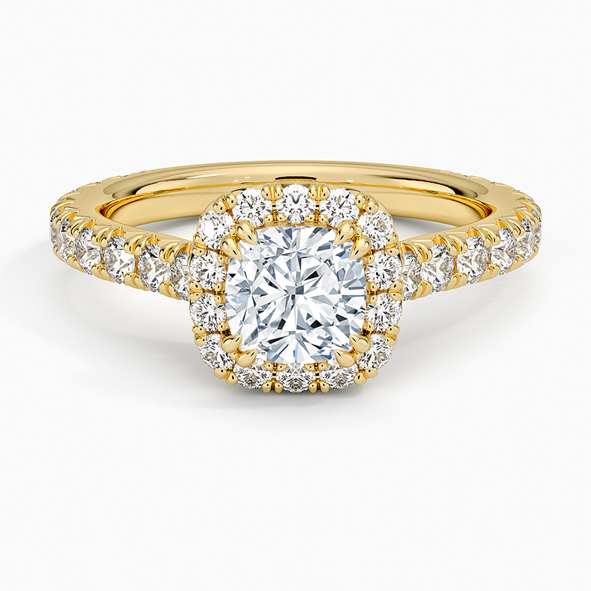 Sienna Halo Three-Quarter Coverage Lab Grown Cushion Diamond Engagement Ring
