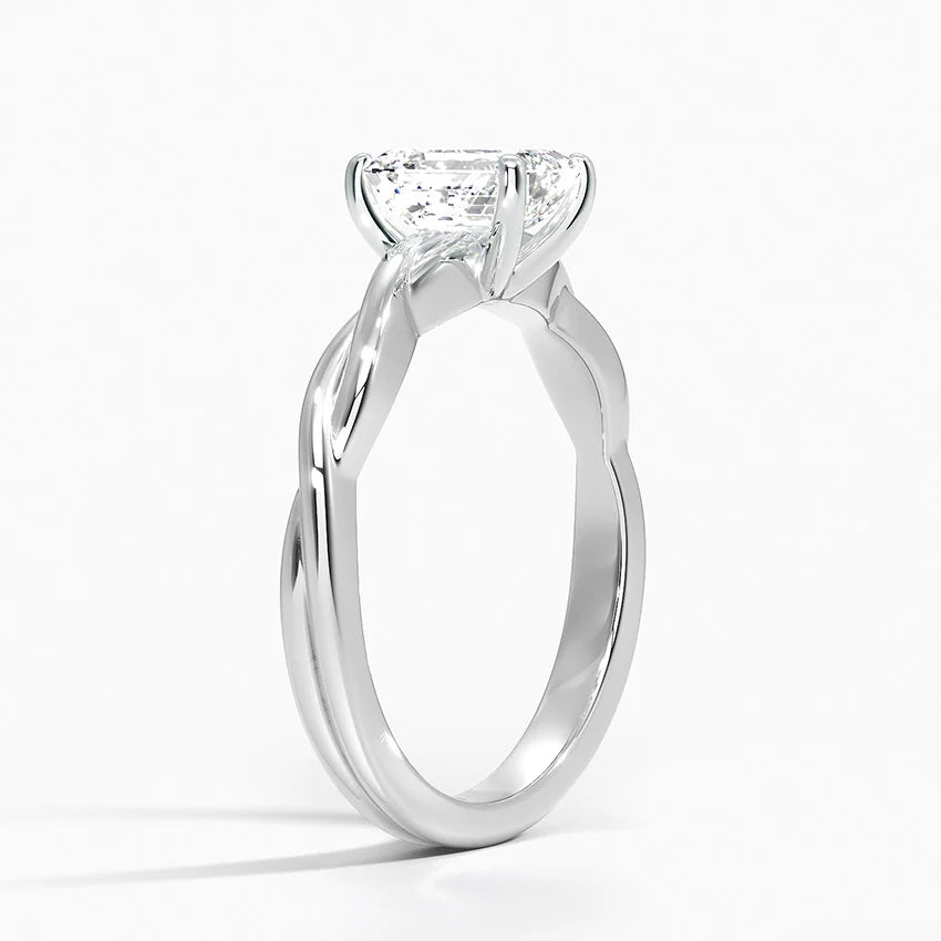 Twisted Vine Solitaire Lab Grown Emerald Diamond Engagement Ring