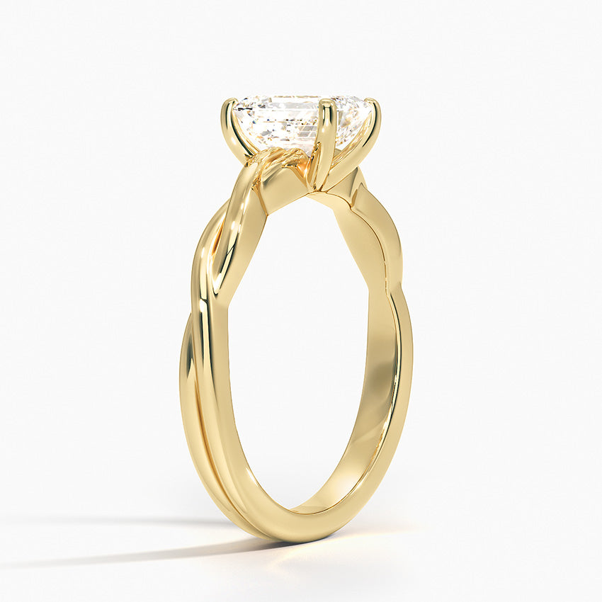 Twisted Vine Solitaire Lab Grown Emerald Diamond Engagement Ring