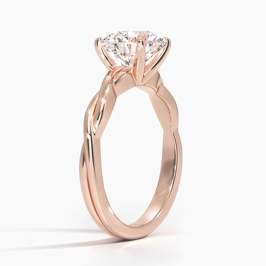 Twisted Vine Solitaire Lab Grown Round Diamond Engagement Ring