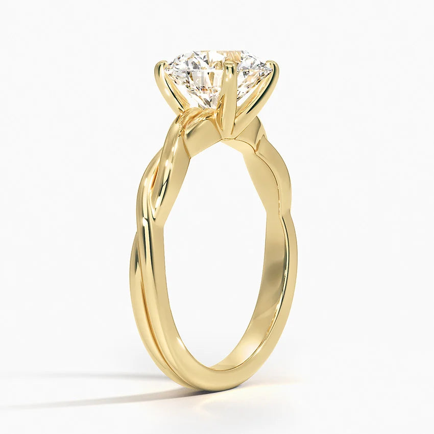 Twisted Vine Solitaire Lab Grown Round Diamond Engagement Ring