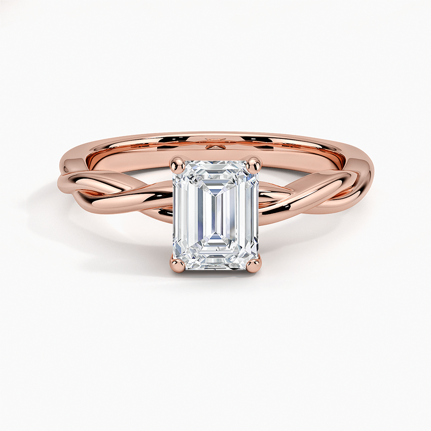 Twisted Vine Solitaire Lab Grown Emerald Diamond Engagement Ring