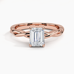 Twisted Vine Solitaire Lab Grown Emerald Diamond Engagement Ring
