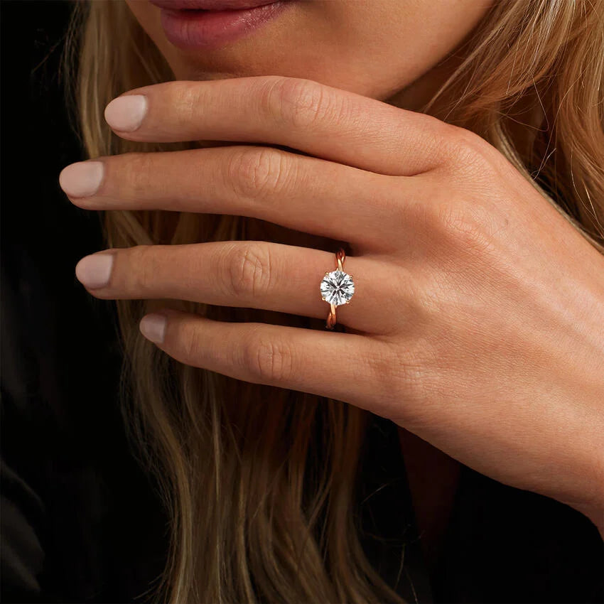 Twisted Vine Solitaire Lab Grown Round Diamond Engagement Ring