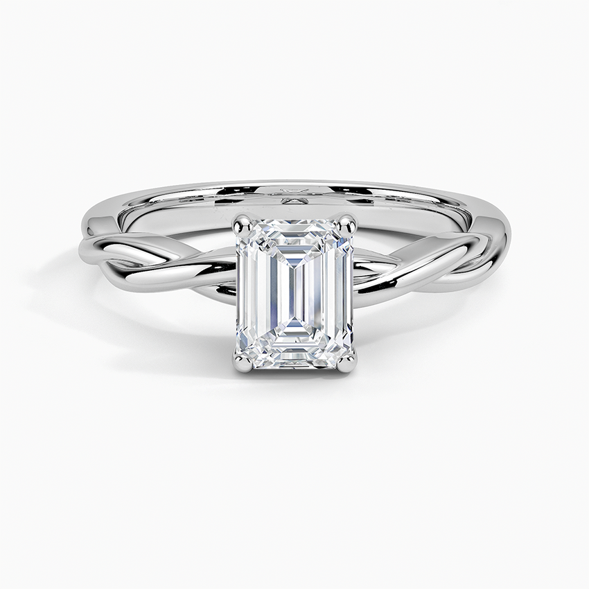Twisted Vine Solitaire Lab Grown Emerald Diamond Engagement Ring