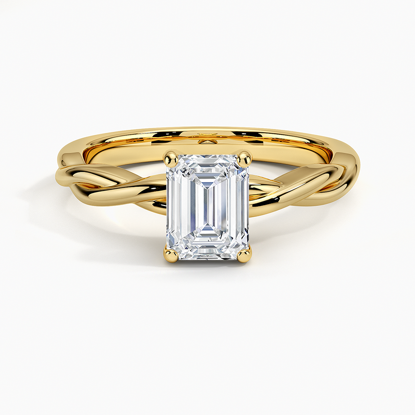 Twisted Vine Solitaire Lab Grown Emerald Diamond Engagement Ring