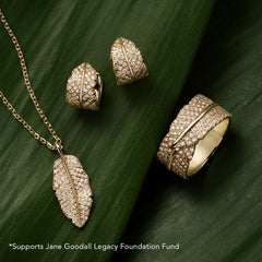 Rayonu Jane Goodall Pavé Leaf Lab Diamond Huggie Earrings
