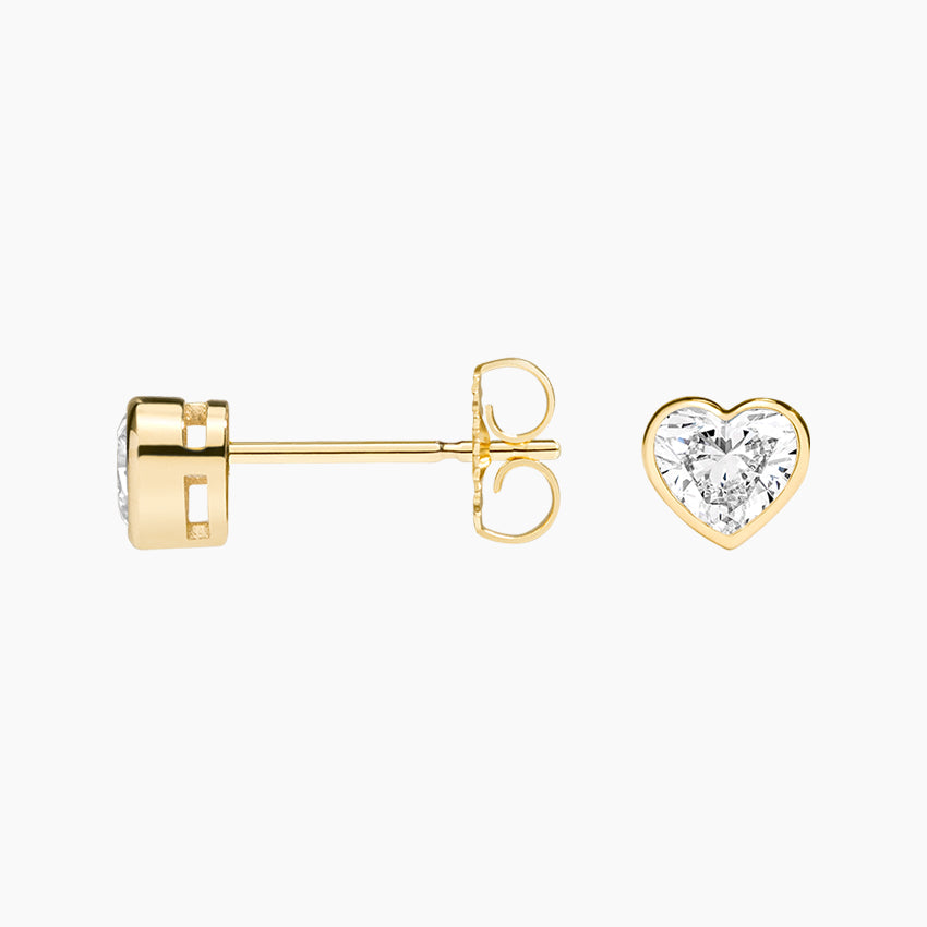 Heart Shaped Lab Diamond Bezel Stud Earrings (1/2 ct. tw.) in 18K Yellow Gold