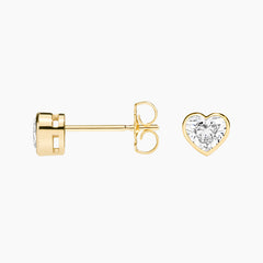 Heart Shaped Lab Diamond Bezel Stud Earrings (1/2 ct. tw.) in 18K Yellow Gold