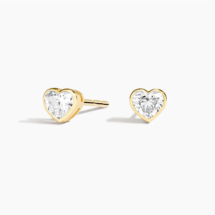 Heart Shaped Lab Diamond Bezel Stud Earrings (1/2 ct. tw.) in 18K Yellow Gold