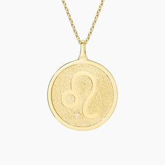 Leo Zodiac Diamond Pendant in 18K Yellow Gold