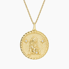 Leo Zodiac Diamond Pendant in 18K Yellow Gold