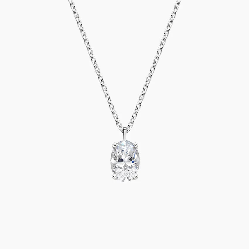 Oval Solitaire Diamond Pendant in 14K Gold 3ct t.w