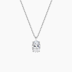 Oval Solitaire Diamond Pendant in 14K Gold 3ct t.w