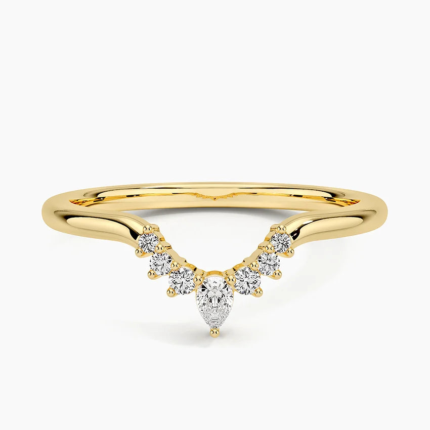 Rayonu Lunette Ring top view emphasizing sparkling crescent detail