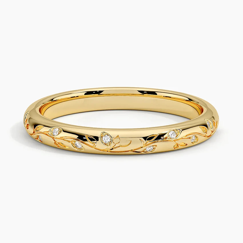 Rayonu Naya Ring top view emphasizing nature-inspired vine detailing