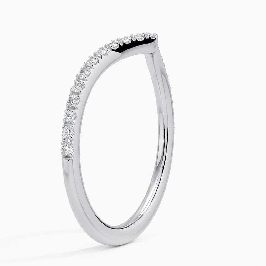 lab-grown diamond wedding band half pavé setting elegant chevron shape